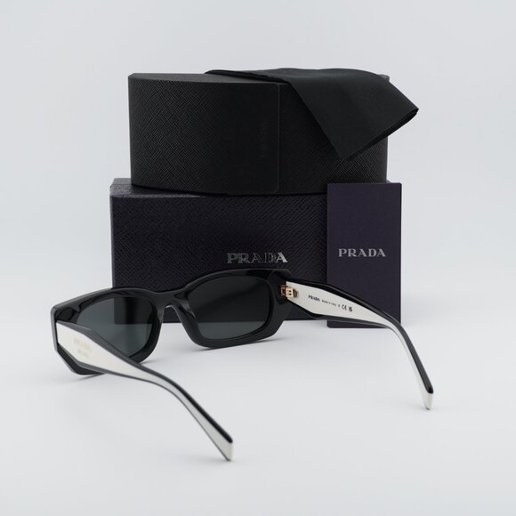 Prada PRB05S 09Q08Z Rectangle Sunglasses – Black\\Dark Grey